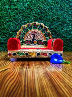 kamwal Laddu Gopal ji Singhasan , Mor / Mayur Singhasan , (Size No. 0- 2) Meenakari Wooden Pooja Chowki