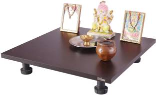 Madhuran Pooja Patra Chowki Wenge/Small Stool for Pooja Temple 18 inch x18 inch Wooden Pooja Chowki Wooden Pooja Chowki