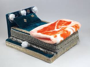 R D Handicraft Thakur ji Bed,Laddu Gopal ji Bed With Blanket usable 0 to 3 no Silk All Purpose Chowki
