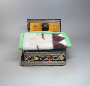 KRISHNA HANDICRAFTS Handmade Thakur ji Bed, Laddu Gopal j Bed with Blanket usable 0 to 3 no Silk All Purpose Chowki