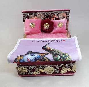 R D Handicraft Thakur ji Bed , Laddu Gopal ji Bed With Printed Chadar usable 0 to 3 no Silk All Purpose Chowki