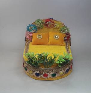 RDH ENTERPRISES Thakur ji Bed , Laddu Gopal ji Bed usable 0 to 2 no Laddu Gopal ji Silk All Purpose Chowki