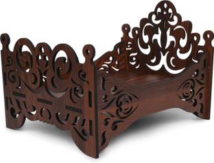 Gojeeva Premium Wooden Carved Pattern Designer Bed For Kanha Ji/Gopal Ji Bed Wooden All Purpose Chowki