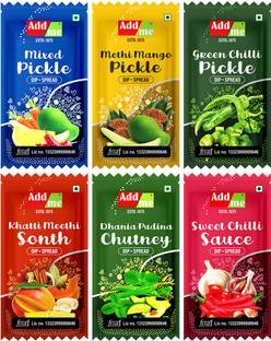 Add me Chutney Pudina khatti meethi Mango Chilli Mix Pickle Sweet Sauc Combo 48 Sachets Chutney Paste