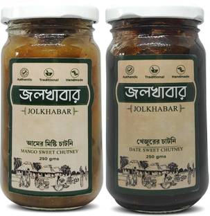 JOLKHABAR Aam & Khejur Misti Chutney|Authentic Traditional Handmade Bengali Recipe PACK-2 Chutney Paste