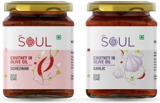 Soul Spicy Fusion Chutney Combo (Schezwan Chutney + Garlic Chutney) (Pack of 2) Chutney Paste