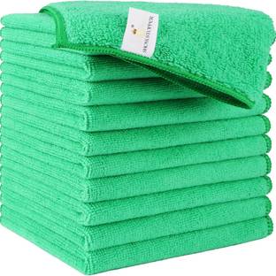 SHOWSTOPPER Green, 250 GSM (11.5"X11.5") Lint Free, Highly Absorbent, Reusable Cleaning Dry Microfiber Cleaning Cloth