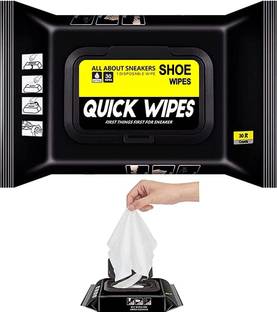HVG TRADERS Shoe Wipes Cleaner, Premium Cleaning Solution Suitable for Different ShoeS Wet and Dry Cotton Cleaning Cloth