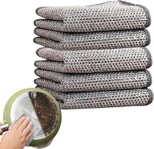 StayWay Steel Wire Dishcloth,Triple-Layer Steel Wire Cleaning Cloth,Powerful Cleaning Wet and Dry Microfiber Cleaning Cloth