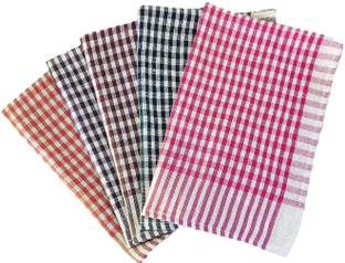SHA MultiPurpose Cotton Checks Kitchen Cleaning Cloth, 20x20 Inch (Pack of 5) Wet and Dry Cotton Cleaning Cloth