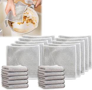 NESTIFY Non-Scratch Wire Dishcloth Multipurpose Wire Dishwashing Rags (PACK OF 10) Wet and Dry Microfiber, Polyester, Nylon Cleaning Cloth