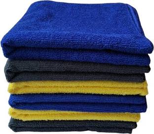 JNK Cleaning ,Yellow ,Blue,Gray Black ,Cleaning Towels (3 Multi Color, 40cm X 40cm) Wet and Dry Microfiber Cleaning Cloth