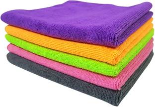 KitchenFest 5 Pcs Microfiber Cloth for Car Cleaning, Super Soft & High Absorbent, Multi-Purpose Microfiber Cloth For Cleaning Home,Kitchen, Cars & Bikes -(40 x40 cm)-340 GSM Wet and Dry Microfibre Cleaning Cloth
