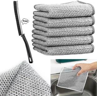 TrendKart 3 Pcs Non Scratch Dish Wash Cloth - Non Scratch Wire Dish Cloth -Dish Wash Cloth Wet and Dry Cotton Cleaning Cloth