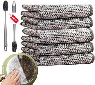 TrendKart 3 Pcs Non Scratch Dish Wash Cloth - Non Scratch Wire Dish Cloth -Dish Wash Cloth Wet and Dry Cotton Cleaning Cloth