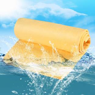 JMD GLOBAL SALES All-Purpose Chamois Towel for Car, Hair, Pet, Furniture Etc, Yellow Wet and Dry Cotton Cleaning Cloth