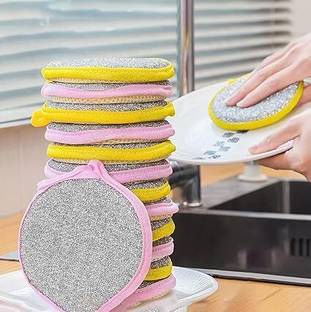ZOVISU Double-Sided Dishwashing Sponge For Kitchen, Non-Stick Oil Stain Cleaning Cloth. Wet and Dry Steel, Sponge Cleaning Cloth