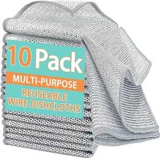 ZODZE 10Pcs Non Scratch Cleaning Cloth Wire Dishcloth,Multipurpose Wire Dishwashing Wet and Dry Iron Cleaning Cloth