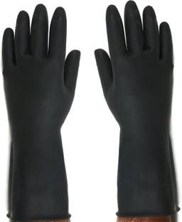 RBGIIT Reusable Latex Hand Gloves for Kitchen Black Wet and Dry Glove (Free Size) Wet and Dry Glove Set