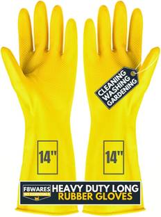 F8WARES 14inch Reusable Dishwashing Industrial Gardening Cleaning Rubber Hand Gloves Wet and Dry Glove