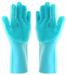 HOMUSTED Magic Silicon Dish Washing Gloves For Kitchen Scrubbing Wet and Dry Disposable Glove