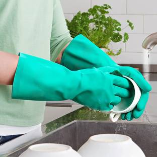 F8WARES 13 Inches long Heavy-Duty Reusable Chemical Acid Resistant Nitrile Hand Gloves Wet and Dry Glove