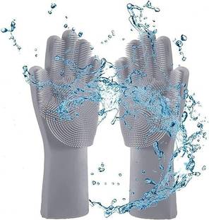 Surat Dream Silicon gloves hand scrubber for dishwashing cleaning kitchen utensil car pets Wet and Dry Glove Set