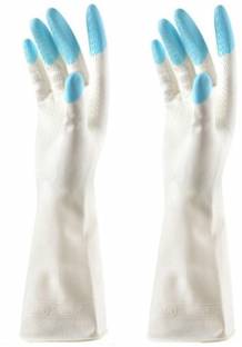 Bluefinger Reusable Waterproof Household Latex Hand Gloves for Kitchen Dish Washing Laundry Wet and Dry Glove