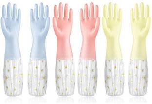 Eopzo Waterproof Flocked Liner Dish Washing Gloves for Kitchen Wet and Dry Glove Set