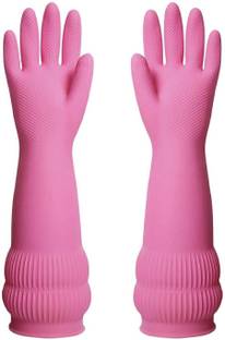 RBGIIT Latex Rubber Pink Special Dish Kitchen Platform Gloves Wet and Dry Glove