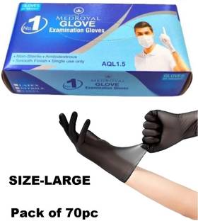 MR GLOVE Black Vinyl/ L/ Examination, Food Grade, Powder Free, Single Use, Hair Coloring, Wet and Dry Glove Set