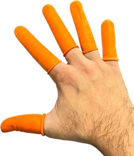 ADAWAT 100 Pcs Orange Potted Disposable Gloves Thickened Non-Slip Latex Finger Cover Dry Glove Set