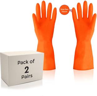 Spotview Heavy Duty Rubber Hand gloves|2 Pair for Dishwashing,gardening,kitchen cleaning Wet and Dry Glove Set