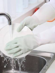 HM EVOTEK Reusable Rubber Latex PVC Flock lined Hand Gloves For Kitchen_6 Rubber  Safety Gloves