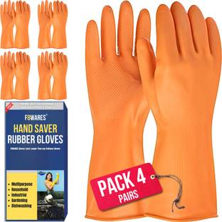 F8WARES Heavy-duty Reusable Dishwashing Industrial Gardening Cleaning Rubber Hand Gloves Wet and Dry Glove Set