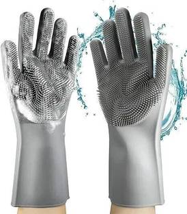 7SHIELD Magic Silicone Hand Gloves for Kitchen Dishwashing &Pet,Kitchen,Car,Bathroom Wet and Dry Glove