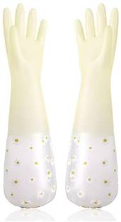 vitzie Reusable Waterproof Household Latex Hand Gloves For Kitchen Dish Washing Wet and Dry Disposable Glove