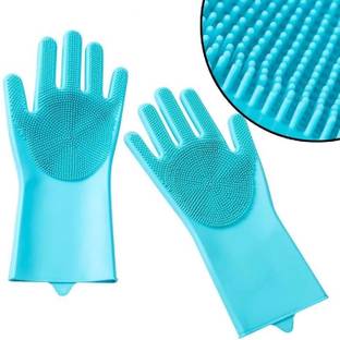 tick mark Reusable Silicone Magic Gloves for Dishwashing & Home Cleaning Wet and Dry Glove