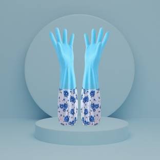 Eopzo PVC Flock lined Heavy Duty Hand gloves for Dishwashing Wet and Dry Glove Set