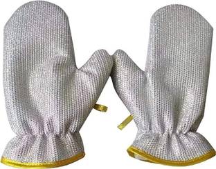 CRAZYABBS Wire Dishwashing Gloves Kitchen Household Cleaning Reusable Wet and Dry Glove Wet and Dry Glove