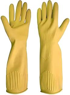Donizard Reusable Latex Rubber Lined Hand Gloves for Kitchen Dishwashing Gardening Wet and Dry Disposable Glove