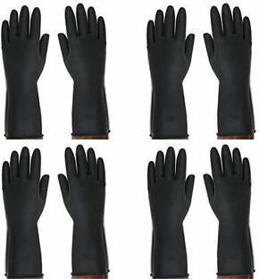 RBGIIT 4 Pair Rubber Cleaning Gloves Dish-Washing Home Kitchen Toilet Bathroom Tiles Floor Cleaning Gloves Multipurpose Usage Wet and Dry Glove Set