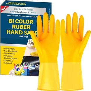 Aatrangi Heavy Duty Rubber Hand gloves Dishwashing, gardening, kitchen cleaning Wet and Dry Disposable Glove Set