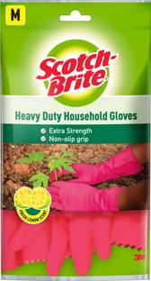 Scotch-Brite rubber Heavy Duty Hand gloves for Dishwashing, gardening (Inner cotton lining ) Wet and Dry Glove