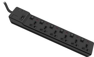 Frontech Multi-Plug Power Strip with Spike | 6 Universal Sockets, Switch & Indicator 6  Socket Extension Boards
