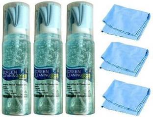 GJC Screen Cleaning Gel Includes Cloth for Computers, Laptops, Mobiles, iPad Screens Camera Lens Glasses Sunglasses TV Screens LED LCD Screens (300ml) for Computers, Laptops, Mobiles (PACK 3) for Computers, Gaming, Laptops, Mobiles