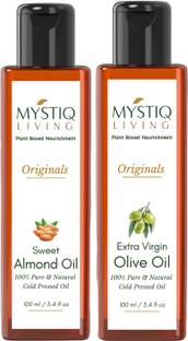 Mystiq Living Sweet Almond Oil and Extra Virgin Olive Oil For Face, Hair, Skin & Body Massage Face Wash