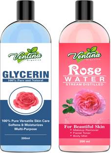 Ventina Organics 100% Pure and Natural Glycerin and Rose Water for Beauty and Skin Care Face Wash