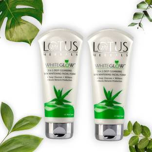LOTUS HERBALS whiteGlow 3-In-1 Deep Cleansing Skin Whitening Facial Foam (50g2) pack of 2 Face Wash