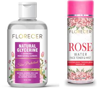FLORECER Organic Rose Water and Glycerin - For Toner, Cleanser, Face Wash